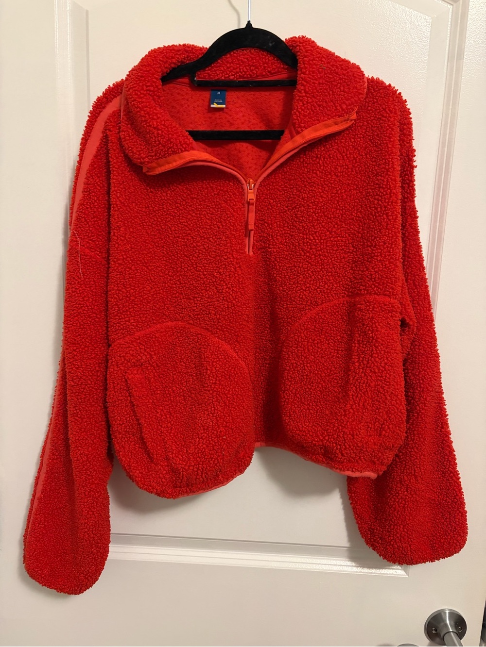 Old Navy Women’s Red Sherpa Quarter-Zip Pullover Sweater
